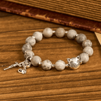 Rosario de oración para gato atigrado gris claro: Pulsera para el cuidado de gatos callejeros, Rosario de animales
