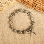 Bracelet Prière Chat Tigré Gris Clair Doux Gardien