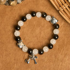 Our Lady's Blessing with Black & White Cow Cat Beads Animal Bracelet