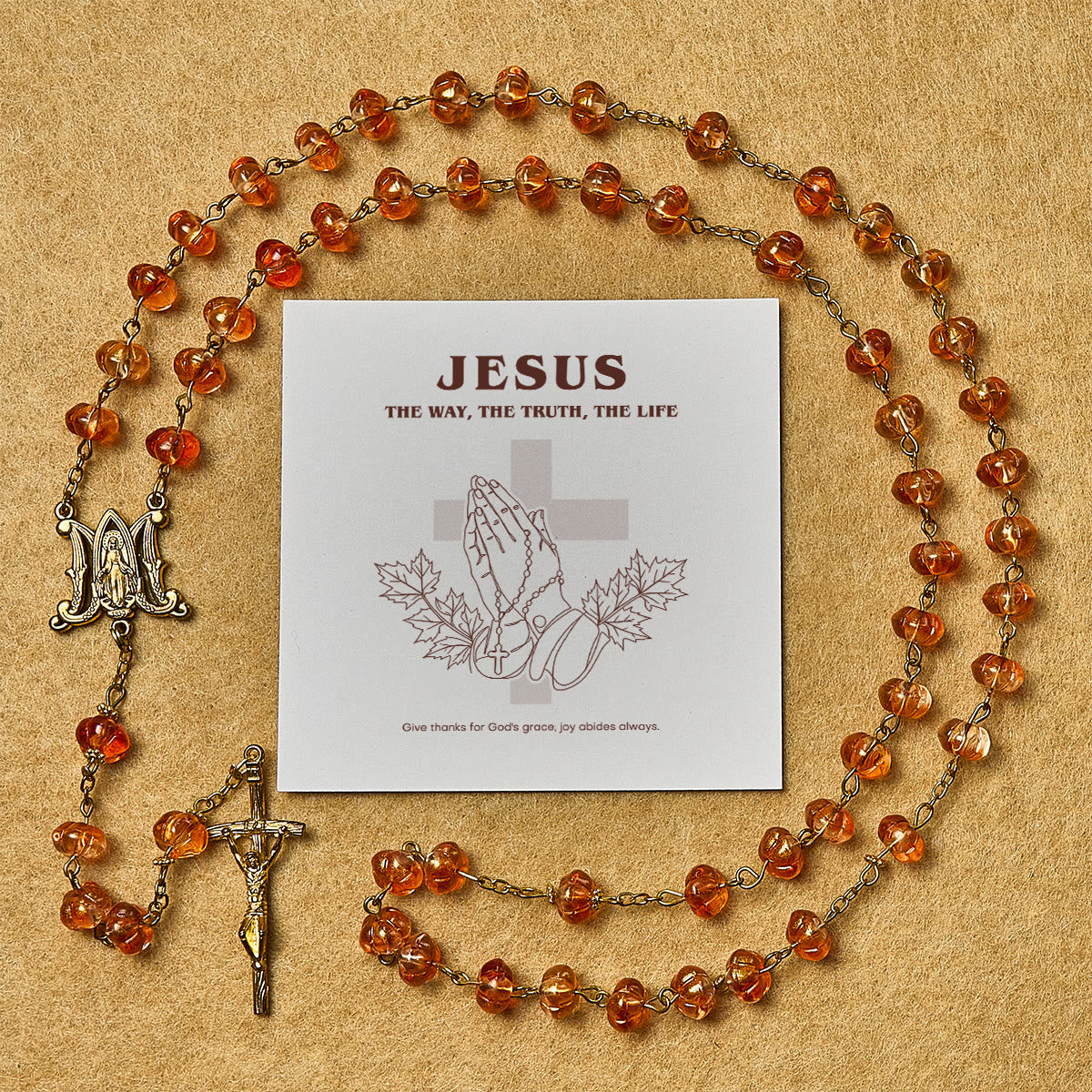 Cadeau de Thanksgiving : Chapelet de perles de citrouille sacrée | Honorer la grâce de Dieu sous la forme d'une citrouille