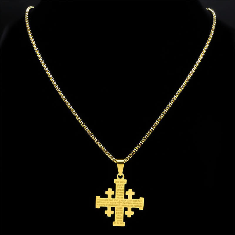 Collar Cruz de Jerusalén Padre Nuestro Bicolor Estilo Moderno: Fe Para Cada Momento