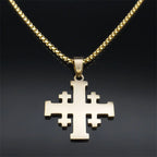 Collar Cruz de Jerusalén Padre Nuestro Bicolor Estilo Moderno: Fe Para Cada Momento