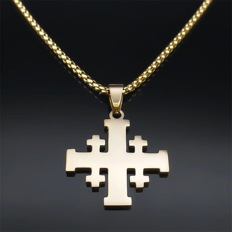 Collar Cruz de Jerusalén Padre Nuestro Bicolor Estilo Moderno: Fe Para Cada Momento