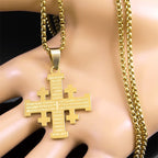 Collar Cruz de Jerusalén Padre Nuestro Bicolor Estilo Moderno: Fe Para Cada Momento
