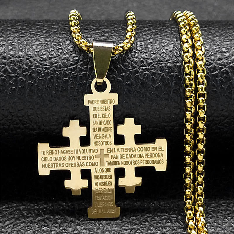 Collar Cruz de Jerusalén Padre Nuestro Bicolor Estilo Moderno: Fe Para Cada Momento