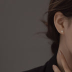 Boucles d'oreilles Croix de la Foi Minimalistes et Brillantes S925 Bicolores VIP
