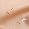 Boucles d'oreilles Croix de la Foi Minimalistes et Brillantes S925 Bicolores VIP
