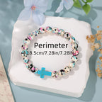 Bracelet croix Psaume 46:5 inspirant avec perles craquelées colorées