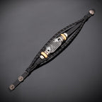 Bracelet tressé en cuir fait main avec inscription du Psaume 18:2
