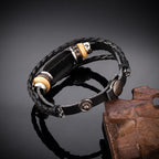 Bracelet tressé en cuir fait main avec inscription du Psaume 18:2