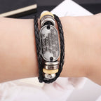 Bracelet tressé en cuir fait main avec inscription du Psaume 18:2