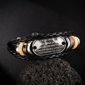 Bracelet tressé en cuir fait main avec inscription du Psaume 18:2