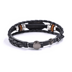 Bracelet en cuir tressé noir avec inscription JESUS IS LORD
