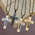 Collar con colgante de crucifijo clásico de Jesús: artesanía de metal multitono