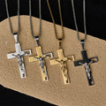 Collier Crucifix avec Inscription Notre Père : Garde Mes Pas