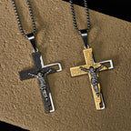 Collier Crucifix avec Inscription Notre Père : Garde Mes Pas