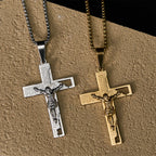 Collier Crucifix avec Inscription Notre Père : Garde Mes Pas