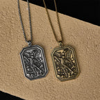 Collar de acero inoxidable con colgante de San Miguel Arcángel, estilo clásico, protección