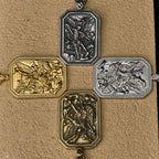 Collar de acero inoxidable con colgante de San Miguel Arcángel, estilo clásico, protección