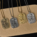 Collar de acero inoxidable con colgante de San Miguel Arcángel, estilo clásico, protección