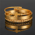 Bracelet tressé en spirale, style minimaliste superposé, avec croix et prière du Seigneur