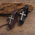 Rugged Faith Wrap Vintage Knot Cross with Scripture Bracelet in Black & Brown