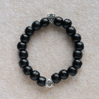 Pulsera de oración de madera negra hecha a mano con escudos dobles de la Cruz de Jerusalén