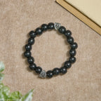 Pulsera de oración de madera negra hecha a mano con escudos dobles de la Cruz de Jerusalén