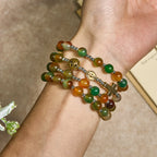 Bracelet Chapelet Malachite de Noël Multi-rangs avec Croix et Médaille