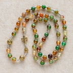 Bracelet Chapelet Malachite de Noël Multi-rangs avec Croix et Médaille