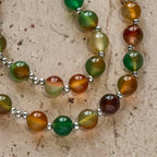 Bracelet Chapelet Malachite de Noël Multi-rangs avec Croix et Médaille