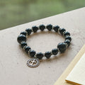 Pulsera de Obsidiana Negra de Armadura Espiritual con Dije de Cruz: Reza sin Miedo