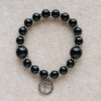 Pulsera de Obsidiana Negra de Armadura Espiritual con Dije de Cruz: Reza sin Miedo