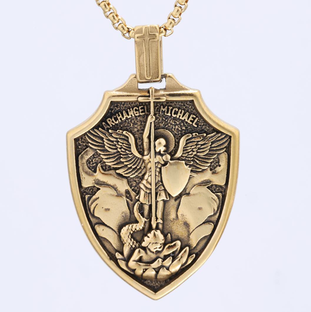 Collier pendentif bouclier Archange Michel : foi et protection au quotidien