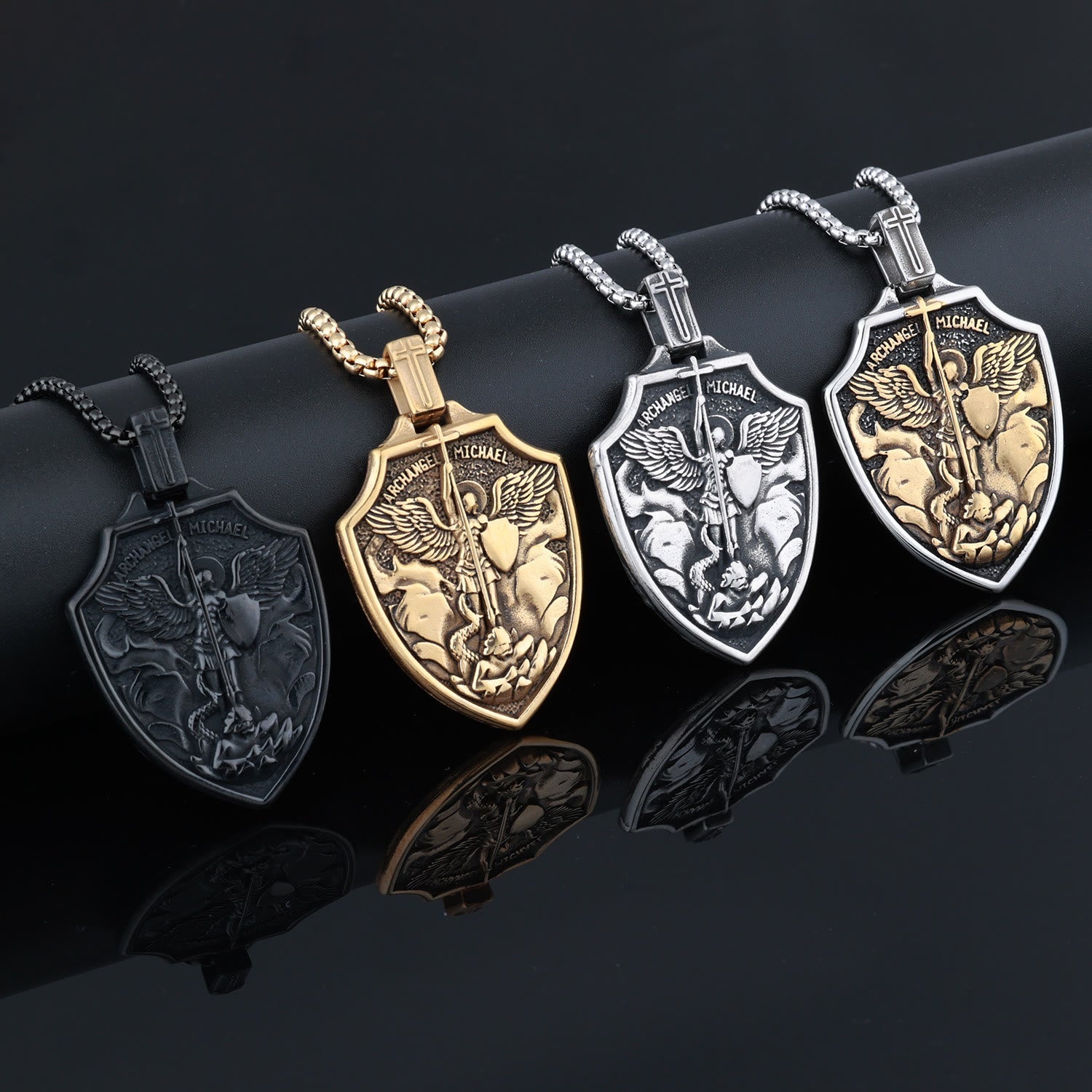 Collier pendentif bouclier Archange Michel : foi et protection au quotidien