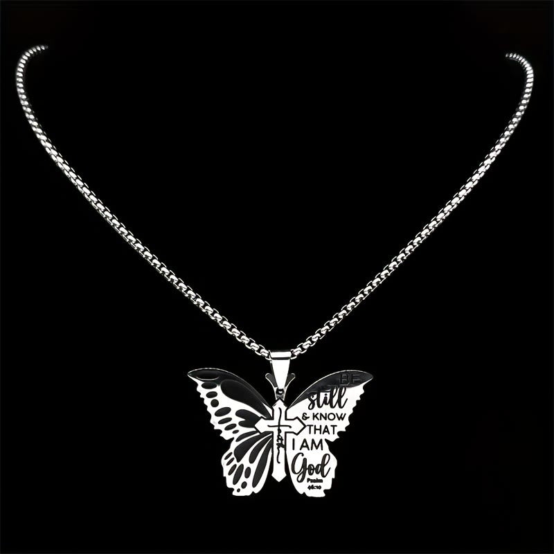 Salmos 46:10 Collar Mariposa Cruz: Herencia Bíblica de Fe para la Vida Diaria