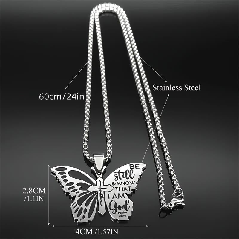 Salmos 46:10 Collar Mariposa Cruz: Herencia Bíblica de Fe para la Vida Diaria