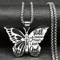 Salmos 46:10 Collar Mariposa Cruz: Herencia Bíblica de Fe para la Vida Diaria