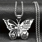 Salmos 46:10 Collar Mariposa Cruz: Herencia Bíblica de Fe para la Vida Diaria