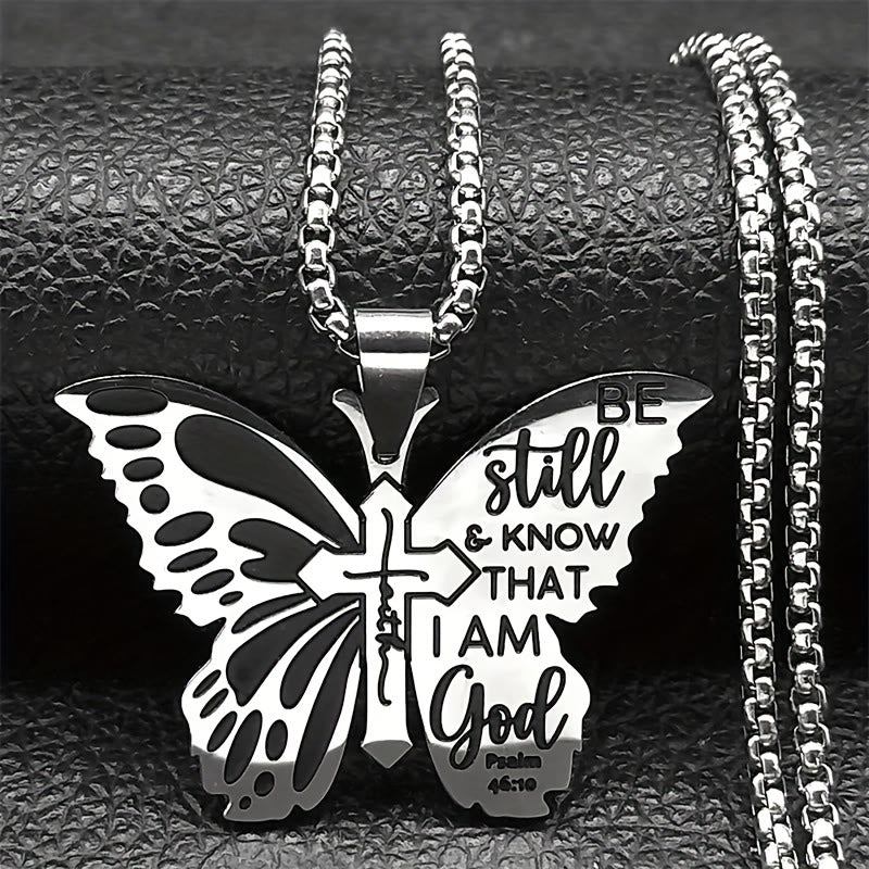 Salmos 46:10 Collar Mariposa Cruz: Herencia Bíblica de Fe para la Vida Diaria