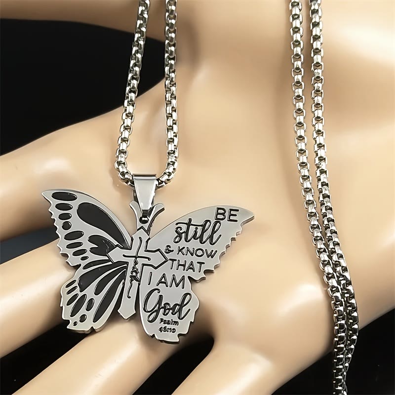Salmos 46:10 Collar Mariposa Cruz: Herencia Bíblica de Fe para la Vida Diaria