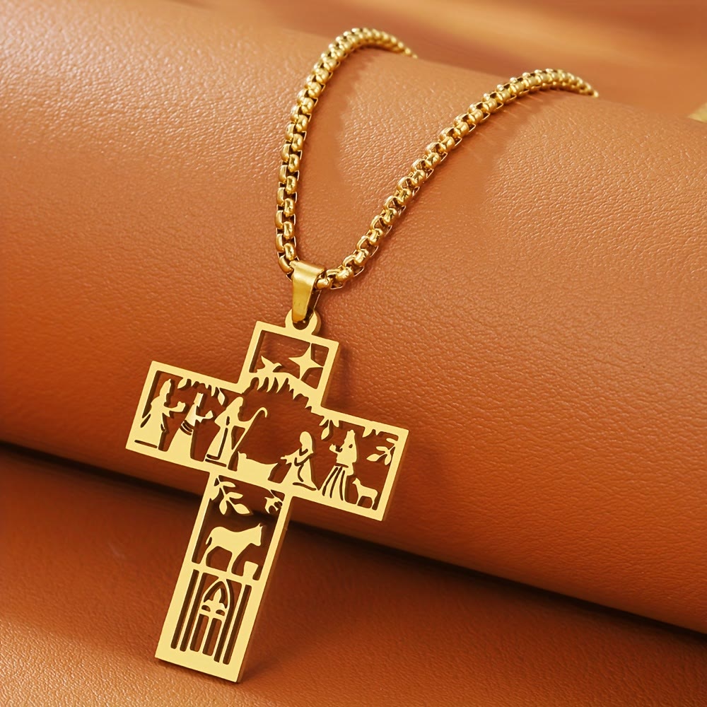 Cruz con collar calado del Pesebre: símbolo de fe atemporal para Navidad