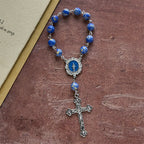 Royal Blue-Tone Stone Beads One Decade Rosary, Bracelet: La Grâce guidée par la main de Marie