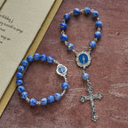 Royal Blue-Tone Stone Beads One Decade Rosary, Bracelet: La Grâce guidée par la main de Marie
