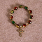 Bracelet en perles de verre rouge, vert et or "Christmas Glory": La foi qui brille