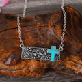 Collar Colgante con Barra Cruzada Turquesa: Fe Occidental y Devoción Artística
