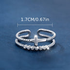Bague Double Bande Croisée : Éclat de Zircon et Dévotion Quotidienne