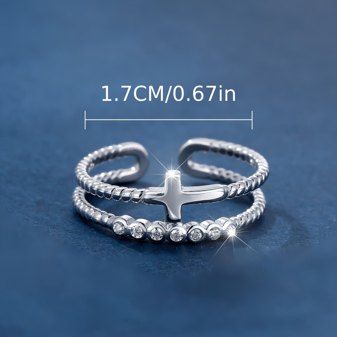 Bague Double Bande Croisée : Éclat de Zircon et Dévotion Quotidienne