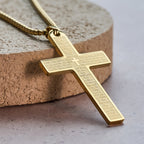 Collier pendentif croix Notre Père en acier inoxydable