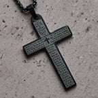 Collier pendentif croix Notre Père en acier inoxydable